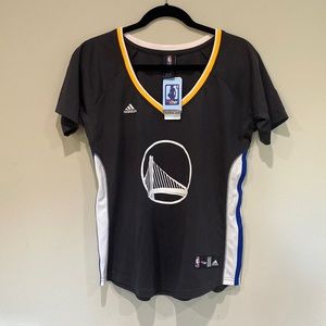 ADIDAS GOLDEN STATE WARRIORS Slate Gray v-neck Logo Jersey NBA 4 Her XL NEW NWT
